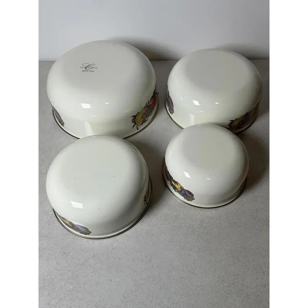 VTG Concord China Fruit Enamel Nesting Mixing Bowls Set of 4 Retro Kitchen